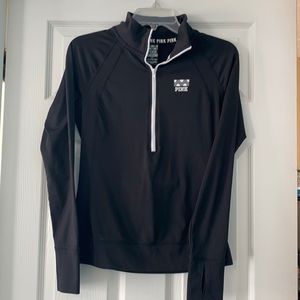 PINK 1/2 Zip Athletic Pullover White Details Logo and Zipper Pocket